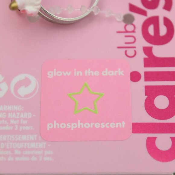 Claires Club Unicorn Jewelry Set Necklace Bracelet Ring Pink Glow in the Dark - Picture 9 of 9